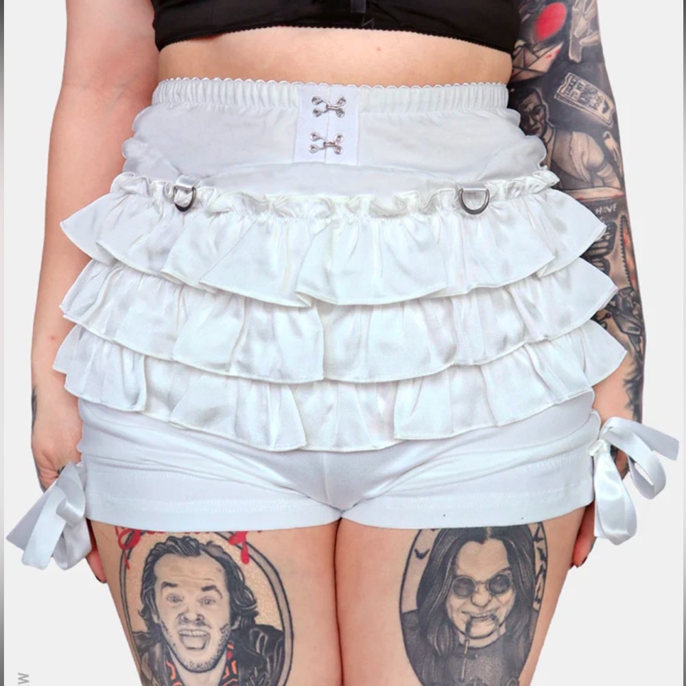 Forest Ink Rosemary White Ruffle Bloomer Shorts Soft Jersey 2X plus size